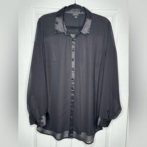 Torrid Black Sheer Button Down Shirt - Size 0